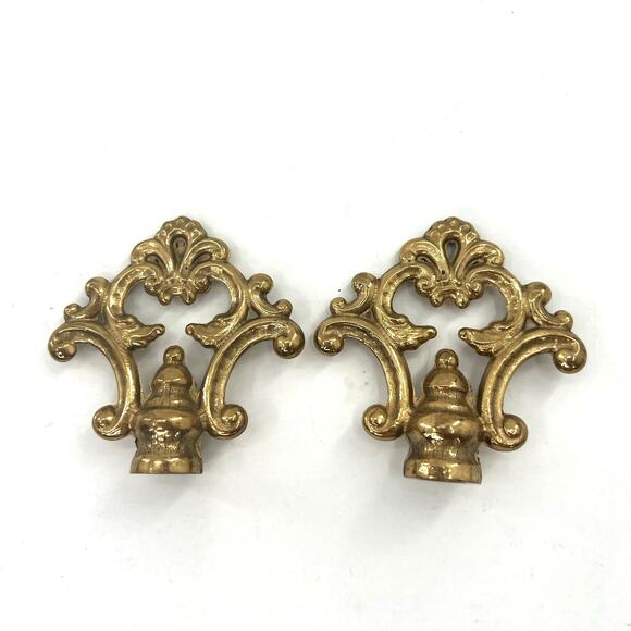2 Lamp Finials Solid Cast Brass Traditional FANCY LOOP w/dual threads, - Picture 3 of 6